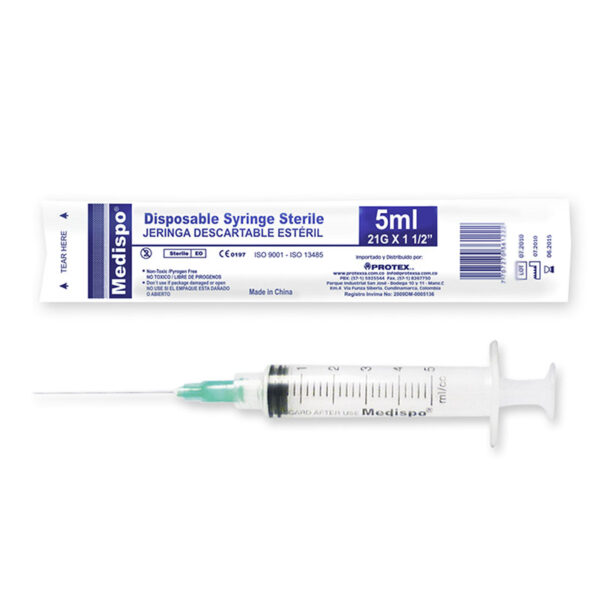 JERINGA MEDISPO 3P 5 ML 21X1.1/2 100 UDS