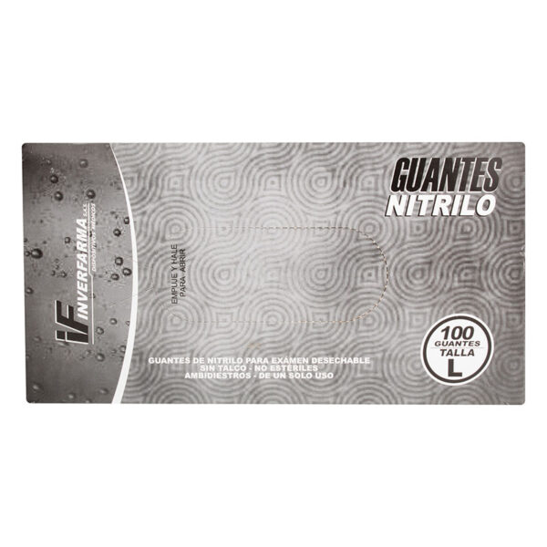 GUANTE NITRILO NEGRO INVERF.T.L 100 U